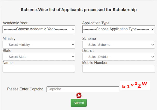 Check Scheme Wise Scholarship Sanctioned List