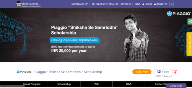 Piaggio Shiksha Se Samriddhi Scholarship