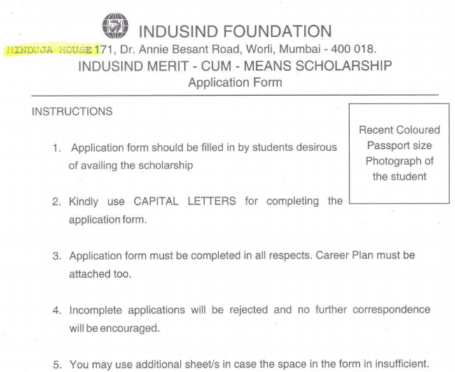 Application Procedure Under IndusInd Foundation Scholarship