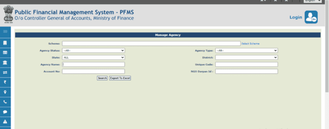 Manage Agency for  PFMS Scholarship
