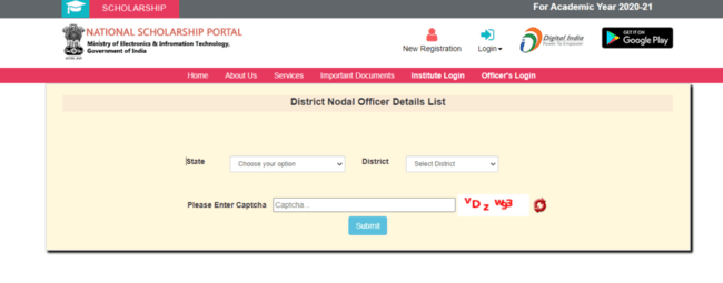 District Nodal Officer Details List