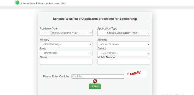 List of Applicants Processed for Scholarship