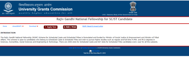 Rajiv Gandhi National Fellowship Official Website
