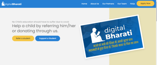 Digital Bharati Covid Scholarship Official Website