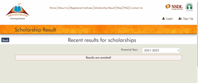 Vidyasaarathi Scholarship Result