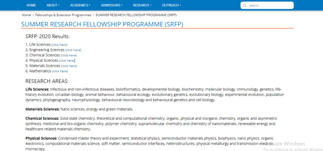 Summer Research Fellowship Programme 2023