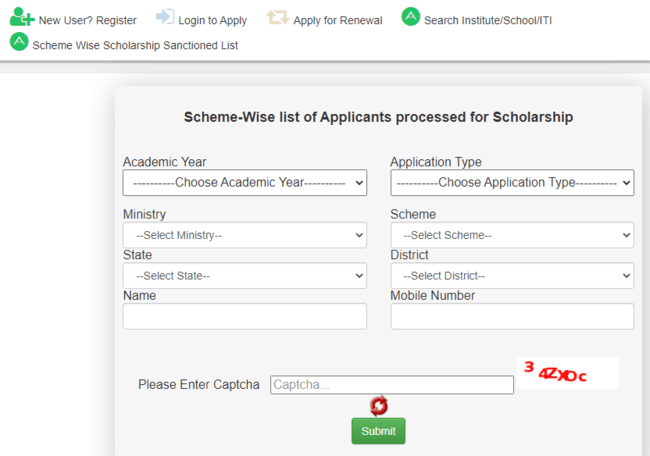 Scholarship Sanctioned List