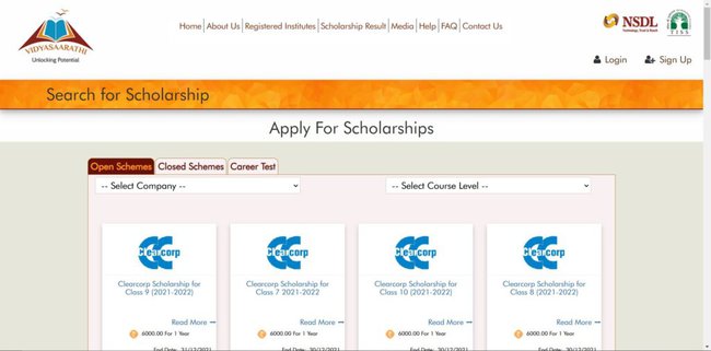 Vidyasaarathi Clearcorp Scholarship 2021-22 Application Procedure