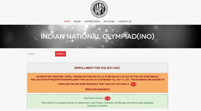 Indian National Olympiad Application Form