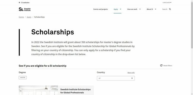 Swedish Institute Scholarships for Global Professionals 2022 Application Procedure