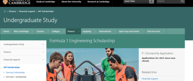 Formula 1 Engineering Scholarship 