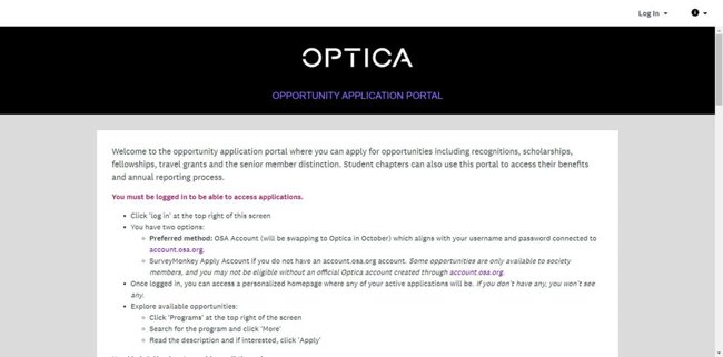 Optica Foundation Scholarship for Women in Optics Application Procedure