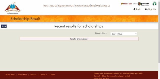 Procedure to Check Scholarship Result