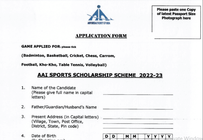  AAI Scholarship Scheme Application Form 