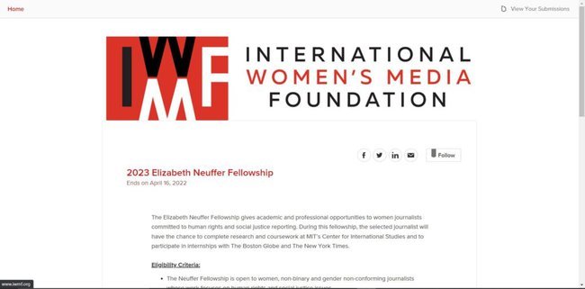 Application Procedure for Elizabeth Neuffer Fellowship
