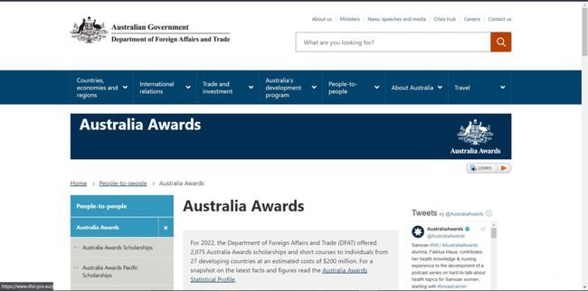 Application Procedure for Australia Awards Scholarship 2022