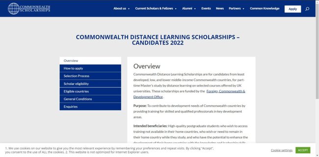 Application Procedure for Commonwealth Distance Learning Scholarships