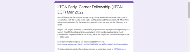 Application Procedure for IIT Gandhinagar Early Career Fellowship 2022