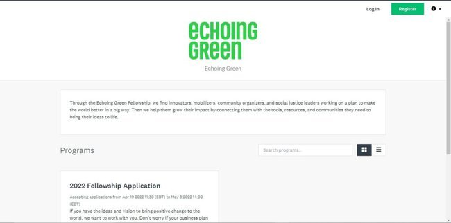 Application Procedure for Echoing Green Fellowship 2022