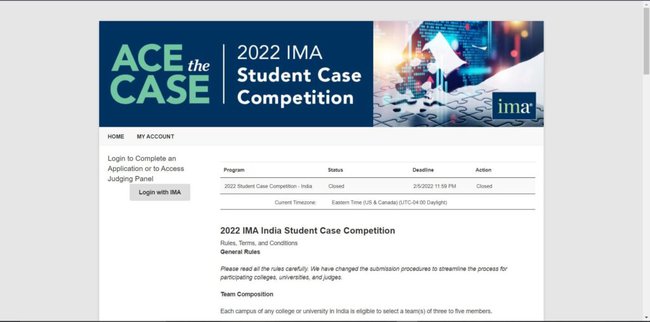 IMA Student Case Competition 2022 Application Process