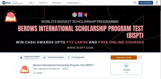 Berows International Scholarship Program Test Application Procedure