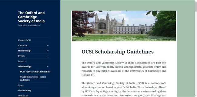 Application Procedure for Oxford and Cambridge Society Scholarships