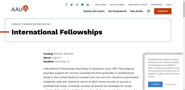 AAUW International Fellowship 2022