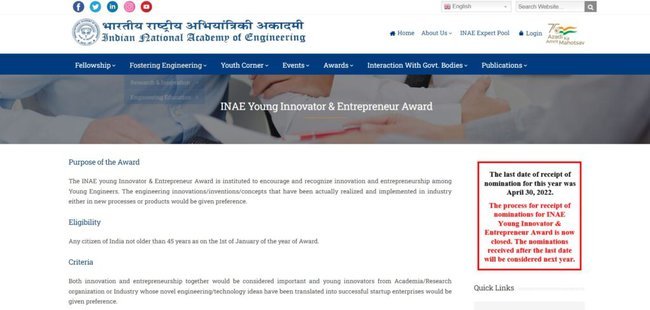 INAE Young Innovator & Entrepreneur