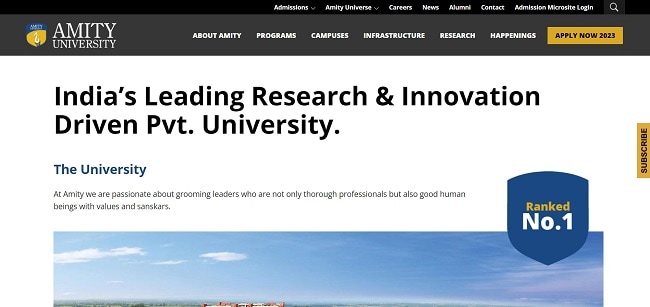 Amity University Scholarship Official Website