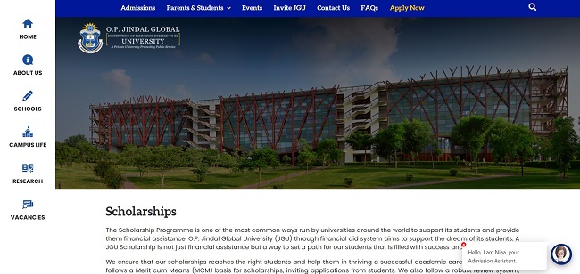 O.P. Jindal Global University Scholarship Official Website