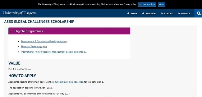 ASBS Global Challenges Scholarship Official Website
