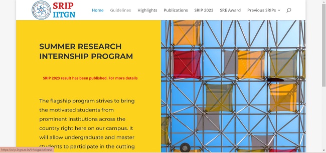 IIT Gandhinagar Research Internship Official Website