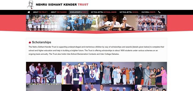 Nehru Sidhant Kender Trust Scholarship Official Website