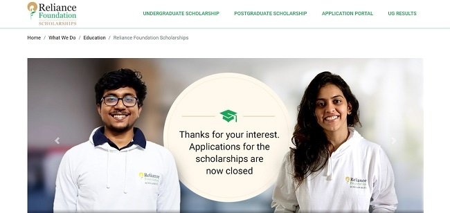 Reliance Foundation Scholarship Result Official Website