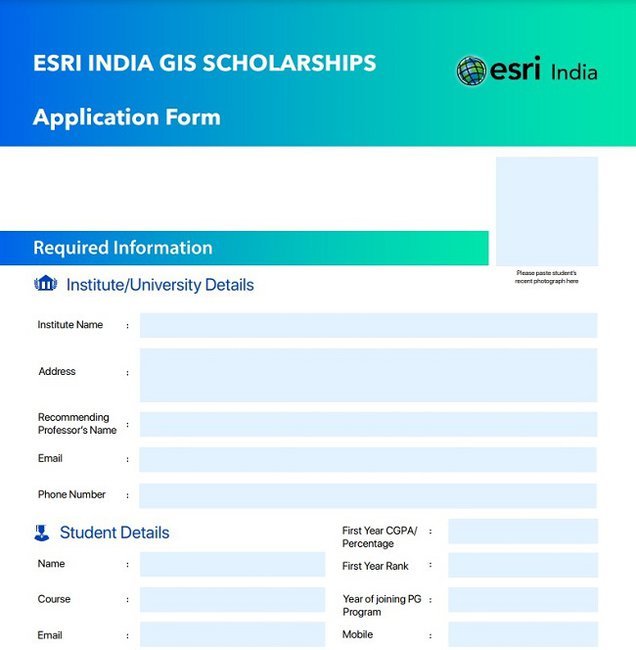 Esri India Masters Scholarship Application Form