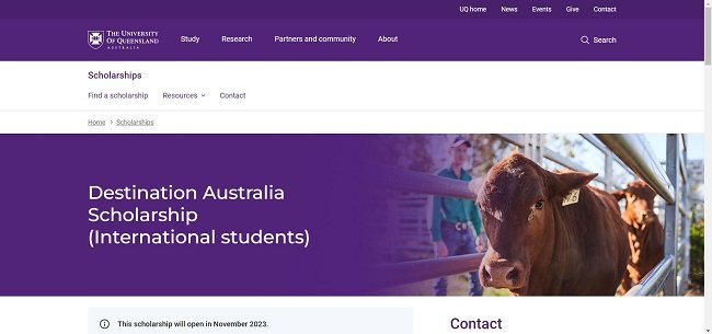 Destination Australia Scholarship Official Website