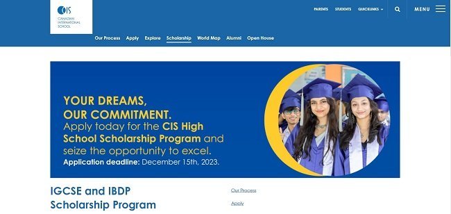 Canadian International School Scholarship Official Website