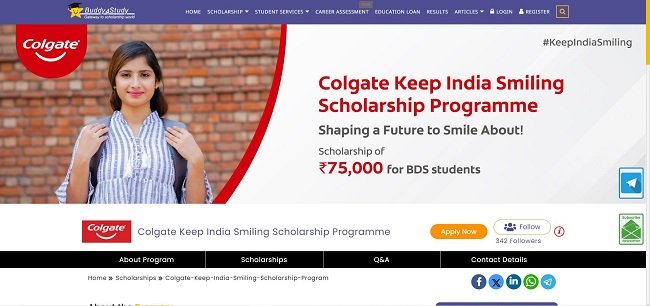 Colgate Keep India Smiling Scholarship Official Website