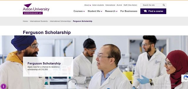 Aston University Ferguson Scholarship Portal