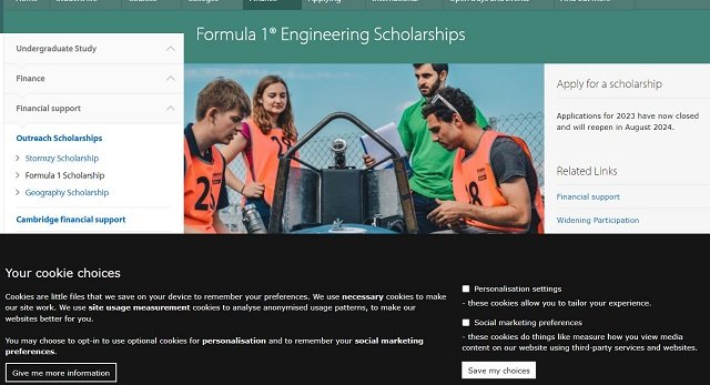 Formula 1 Engineering Scholarship Portal
