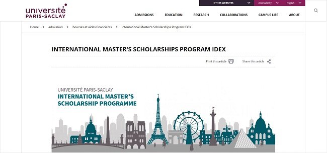 IDEX International Masters Scholarship Official Website