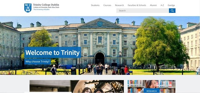 Trinity College Dublin Scholarships for International Students Official Website