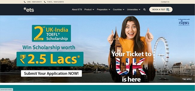 UK-India TOEFL Scholarship Official Website