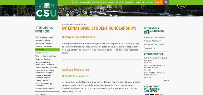 Cleveland State University Scholarship Official Website