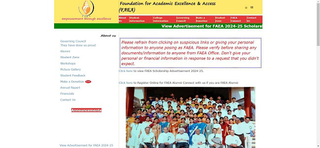 
FAEA Scholarship Official Website