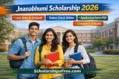 Jnanabhumi Scholarship 2026 banner image showing students on university campus with details about last date 2025, scholarship amount, status check online, application form PDF and complete details.