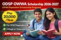 ODSP OWWA Scholarship 2026–2027 providing Php 20,000 per year to qualified dependents of Overseas Filipino Workers for college and associate courses in the Philippines