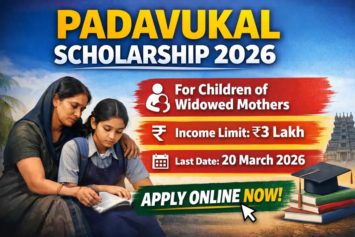 Padavukal Scholarship 2026 in Kerala for children of widowed mothers showing income limit and last date