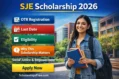 SJE Scholarship 2026 official banner showing OTR Registration, last date, eligibility, and apply now option by Social Justice and Empowerment for Indian students