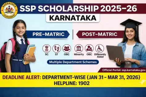 SSP Scholarship 2025–26 (Karnataka): Department-wise Last Date, Eligibility, Apply Online, Status Check